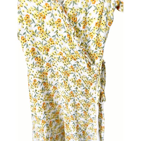Lulu’s Yellow Audacious Audrey Floral Wrap Mini Dress Size S - Picture 7 of 9